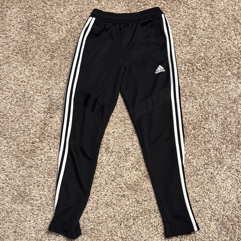 Adidas Black and White Sweatpants with Signature Stripes
